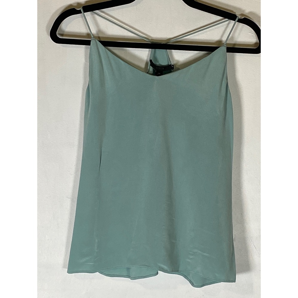 J. Crew Dusty Teal Blue Silk Look Racerback Camisole Tank Top Size 00‎